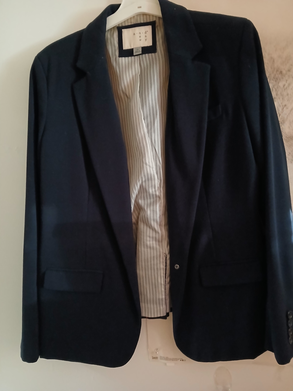 Navy Womens  Blazer - Classic Single-Breasted Suit Jacket